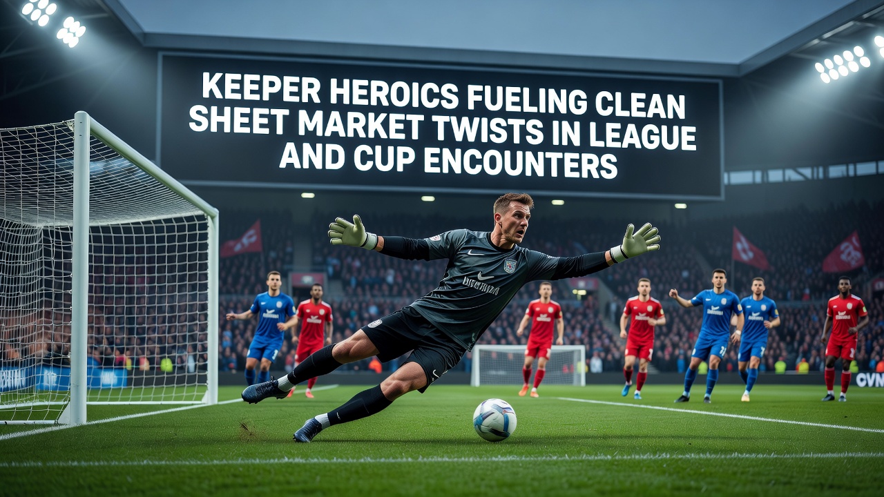 Close-up of a goalkeeper organizing his defense during a cup tie with live odds ticker visible
