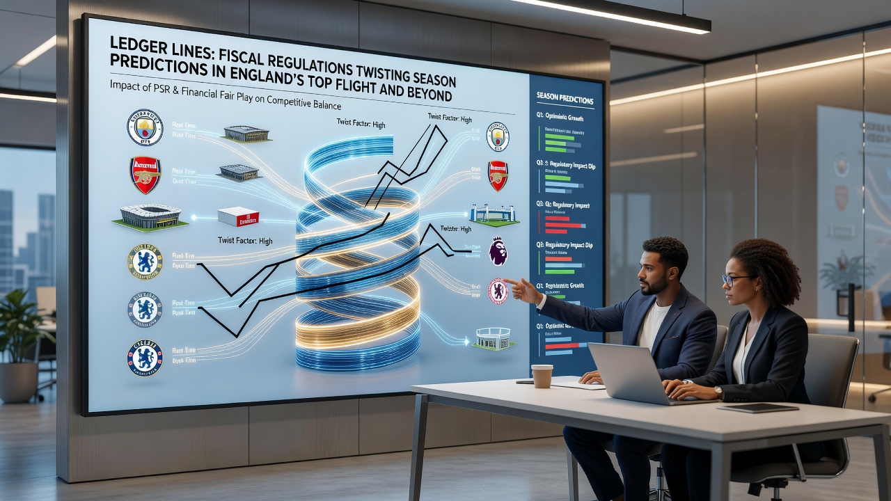 Football transfer negotiations and financial charts showing regulatory impact on squad building