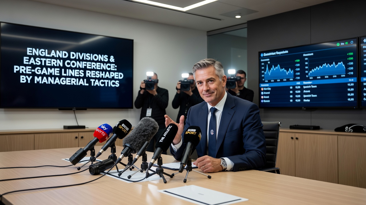 European manager speaking at a Champions League press conference with microphones and reporters visible