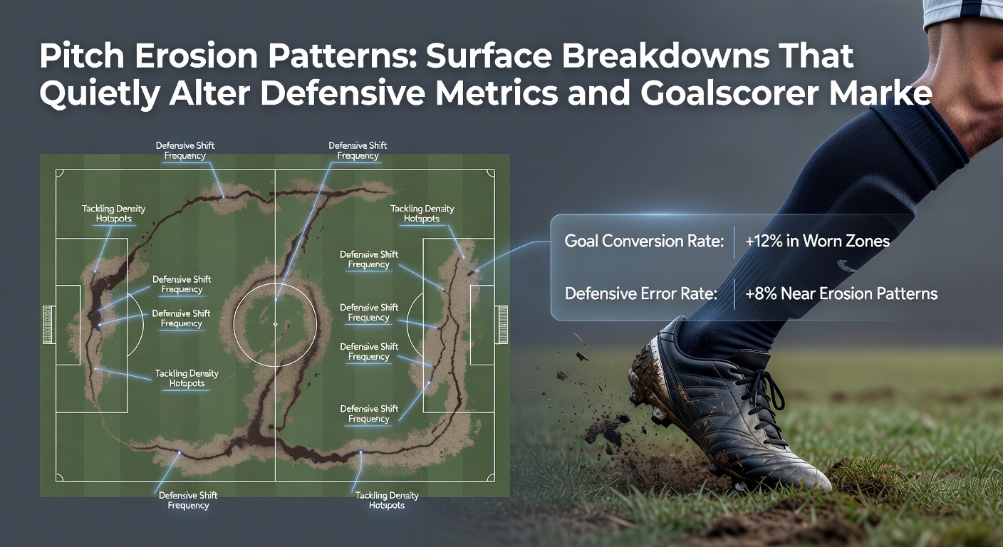 Close-up of worn pitch surface affecting player movement and ball behavior