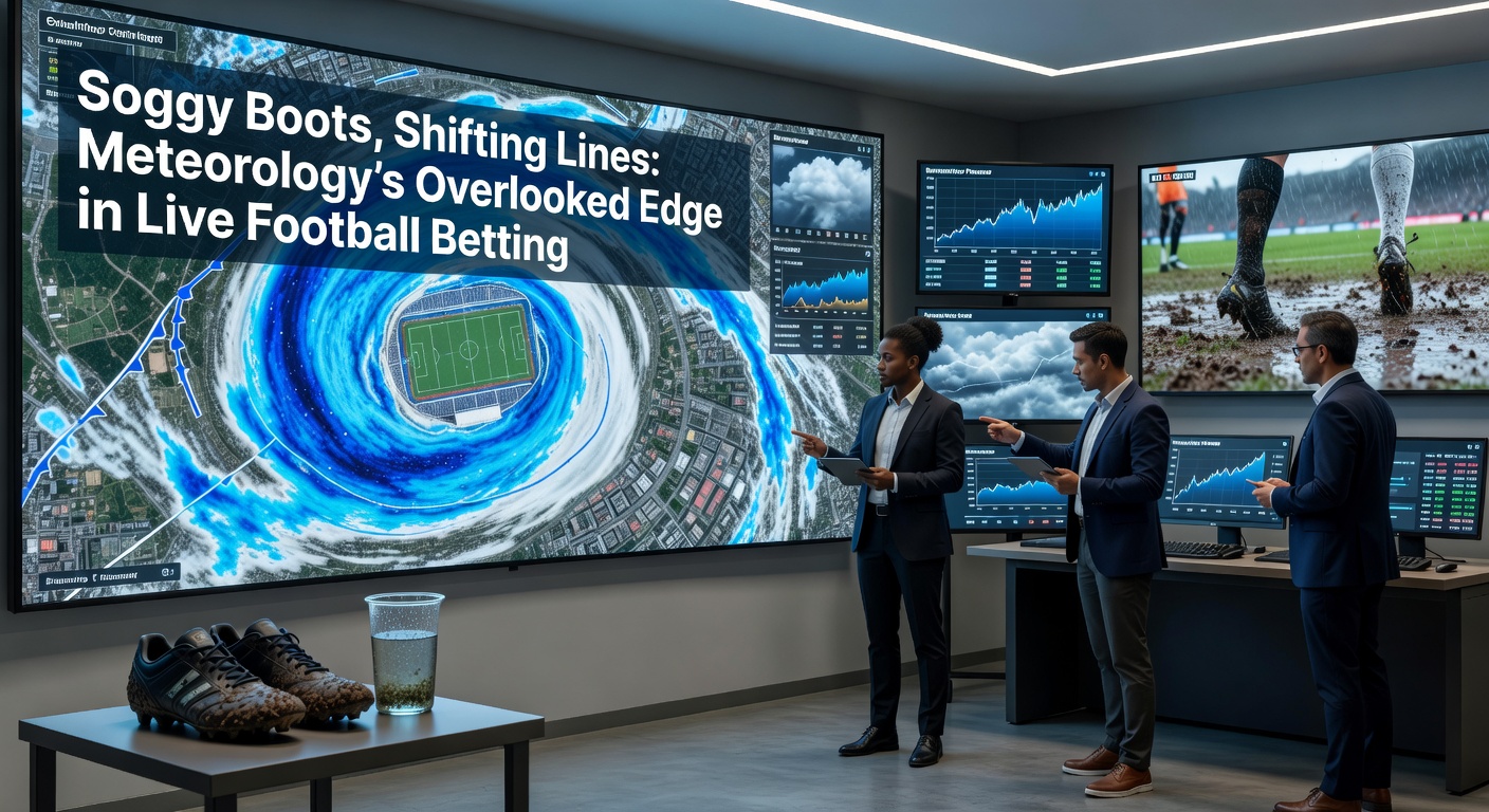 Wind-swept football pitch with players battling a corner kick, overlaid with shifting live betting odds