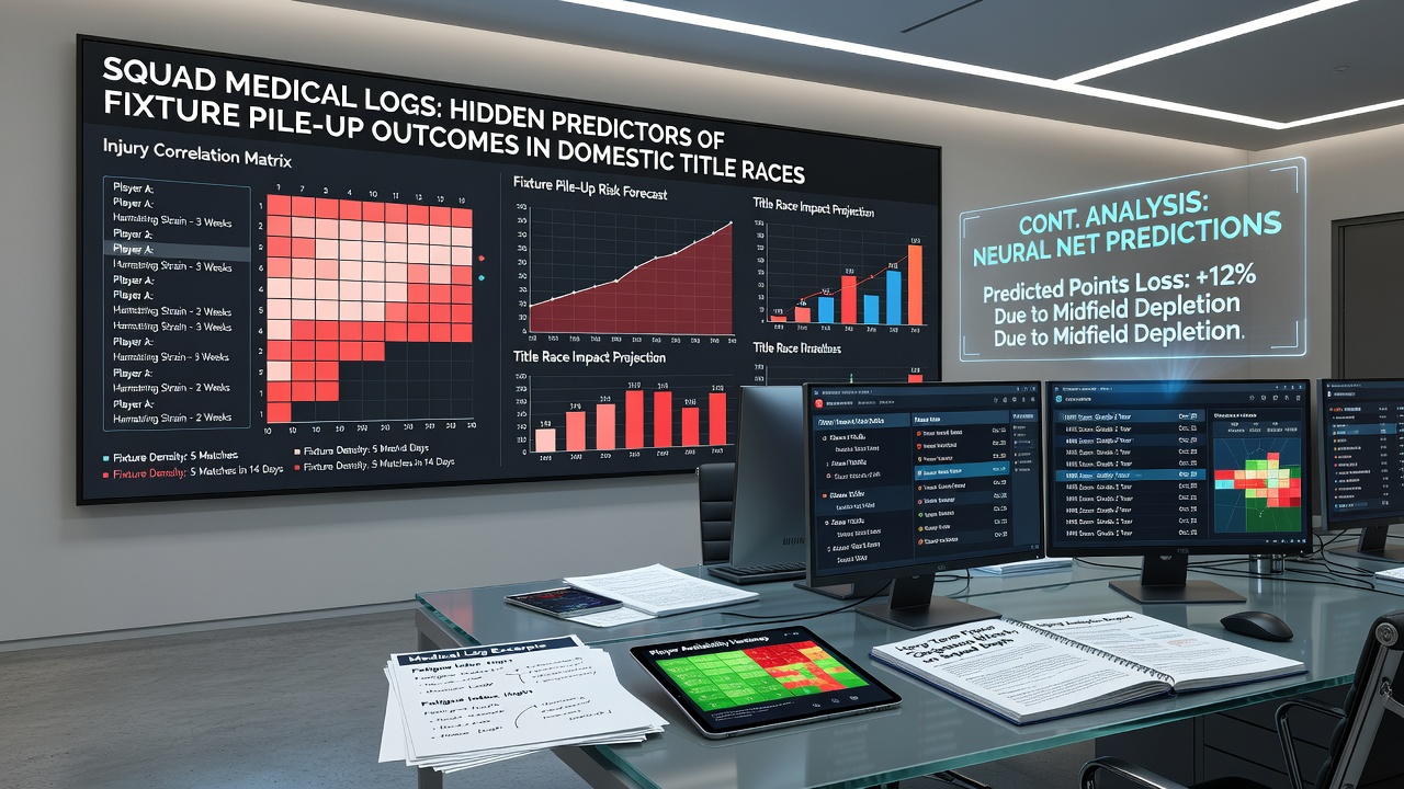 Medical staff reviewing player recovery data during periods of intense match scheduling