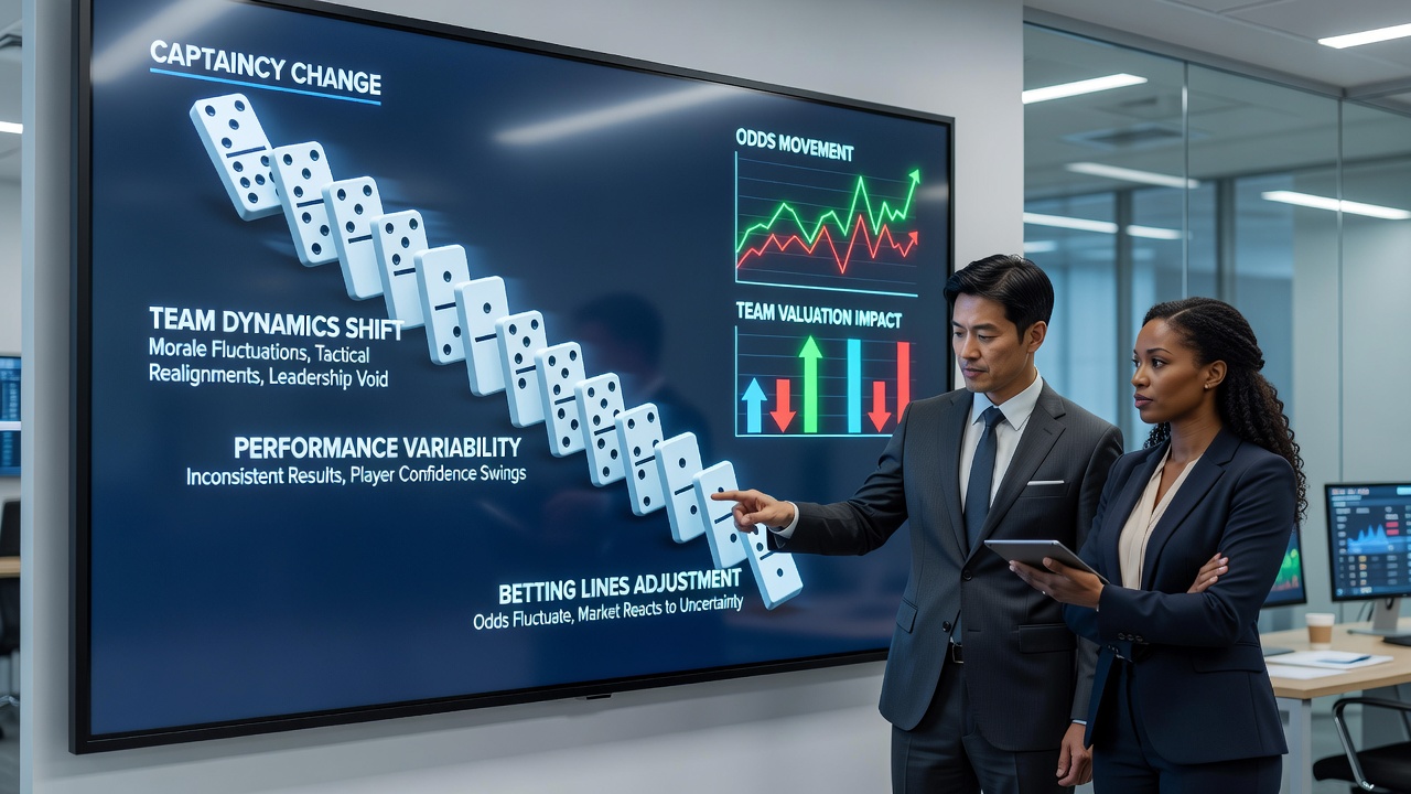 Analysts reviewing betting market movements on a screen showing live football fixtures